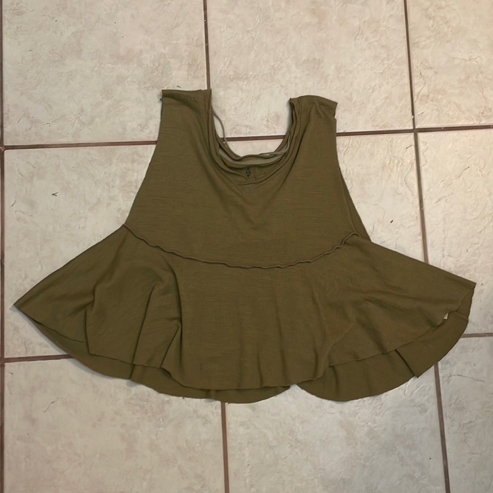 Free People Olive Green Peplum Tank